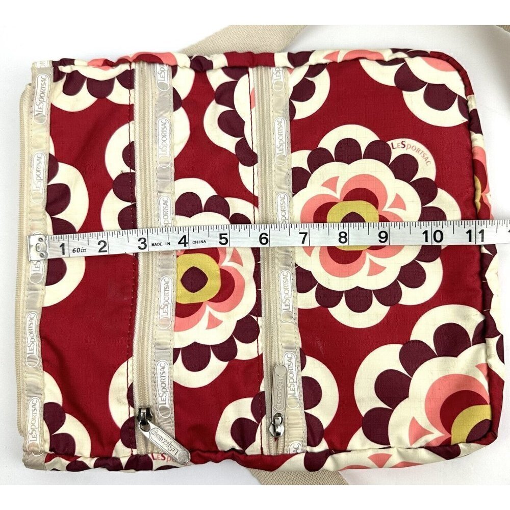 Lesportsac Kasey Crossbody Bag Red Floral Mayfair Nylon Handbag Purse - Picture 8 of 10